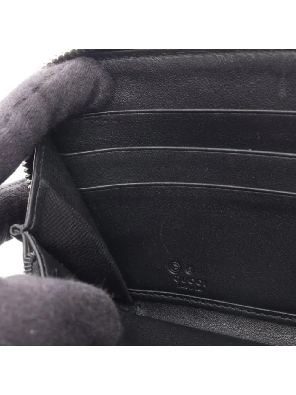 Gucci Round Wallet Micro Guccissima Black Leather - Picture 6 of 9